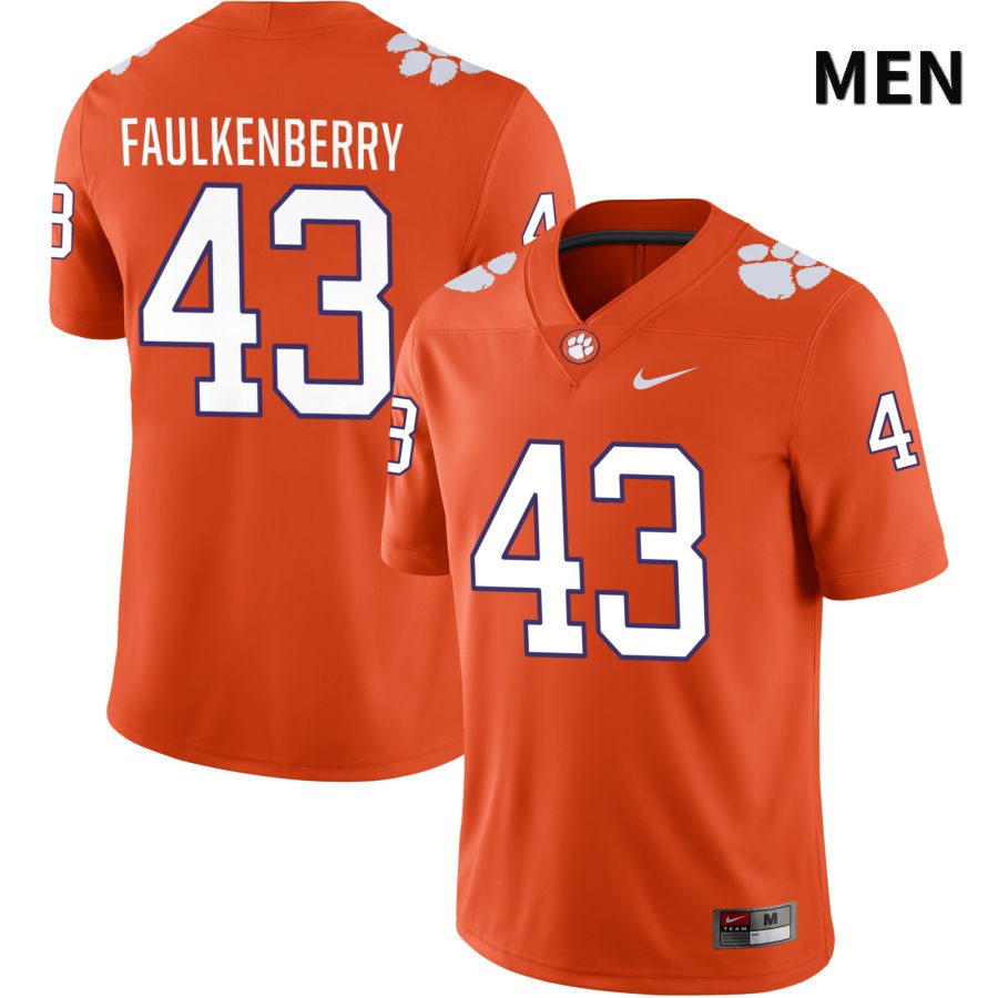 Men's Clemson Tigers Riggs Faulkenberry #43 College Orange NIL 2022 NCAA Authentic Jersey Holiday GIP78N7P
